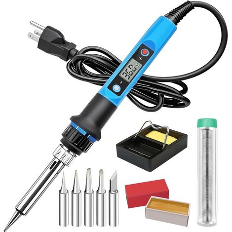 Lötkolben-set - 80w 110v, Heizt In 10 Sekunden Schnell Auf, Lötbrenner Mit Einstellbarer Temperatur Und Lcd-bildschirm.