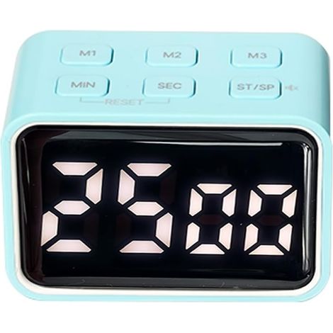 Mini-led-digitaltimer – Wiederaufladbar – Countdown- Und Rückspulfunktion – 3 Timer-einstellungen – Akustischer Alarm – Ideal Für Hausaufgaben, Schule Und Küche – Blau