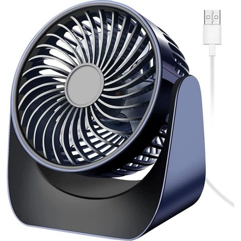 Mini-ventilator, Leiser Usb-ventilator, 360° Drehbarer Tischventilator, 3-stufiger Usb-tischventilator, Tischventilator Für Schlafzimmer, Wohnmobil, Blau