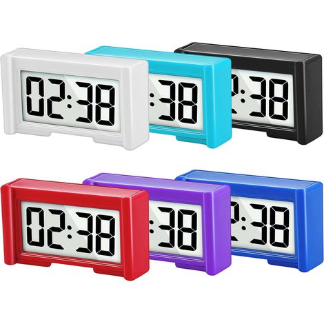 Miniatur-digitaluhren Fürs Auto (6 Stück) – Großes Lcd-display, Klebehalterung, Batteriebetrieben – Für Auto, Lkw, Armaturenbrett Und Schreibtisch