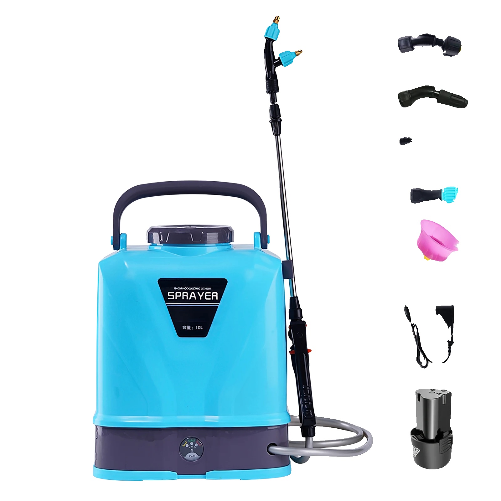 Elektrischer Sprüher, 5l Kapazität, Wiederaufladbares Design, 10l Blau