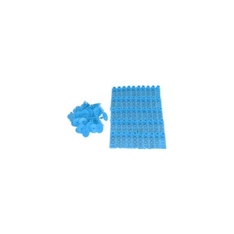Packung Mit 100 Nummerierten Ohrmarken (1–100) Für Nutztiere – Fallfest – Blau