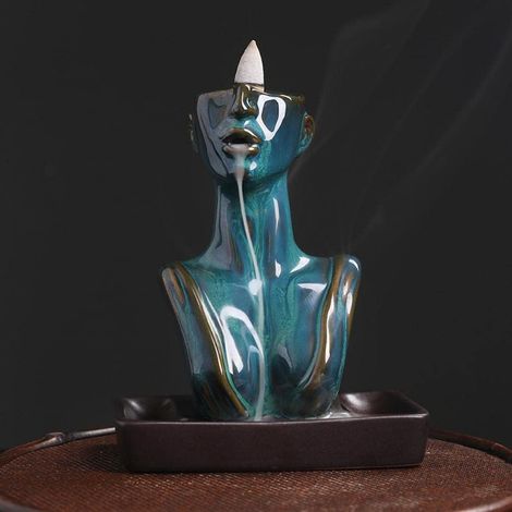 Rückfluss-räuchergefäß-statue, Wasserfall-räuchergefäß, Aromatherapie-ornament, Wohndekoration (blau)