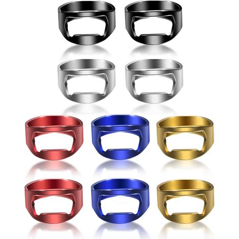 Set Mit 10 Ringförmigen Flaschenöffnern – Bierflaschenöffner Aus Edelstahl – Verschiedene Farben Für Partys – Geschenkidee – Schwarz – Silber – Rot – Gelb – Blau