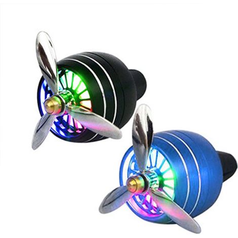 Set Mit 2 Auto-lufterfrischern Mit Belüftungsclip, Led-ventilator, Duftdiffusor, Duftender Autodekoration, Auto-aromatherapie-zubehör (schwarz Und Blau)
