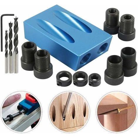 Set Mit 14 Winkelbohrungen – Winkelpositionierwerkzeug Für Die Holzbearbeitung – Zum Positionieren Von Bohrungen Im 15°-winkel – Inklusive 6/8/10-mm-antriebsadapter Und Stütze