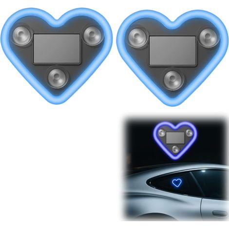 Set Mit 2 Herzförmigen Solar-led-neonlichtern - Ip65 Wasserdichte Stimmungsbeleuchtung Mit Mehreren Modi - Romantische Dekoration Für Auto Und Außenbereich (blau)