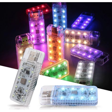 Set Mit 2 Kabellosen Magnetischen Usb-led-lampen Für Den Einsatz Im Auto Oder In Innenräumen, Wiederaufladbar, Für Ambientebeleuchtung (auto, Schlafzimmer, Party, Camping, Nachtlicht) (eisblau), Unive