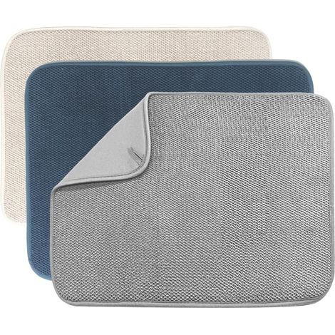 Set Mit 3 Abtropfmatten - Ultrafeine, Saugfähige Faser-abtropfmatten - Geeignet Für Küchentische - 50,8 X 38,1 Cm - Abtropfmatten (beige/grau/blau)