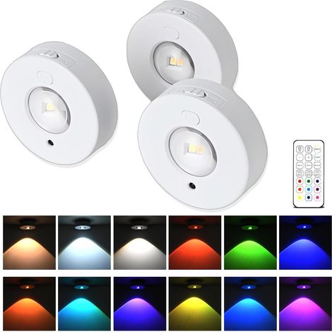 Set Mit 3 Dimmbaren Rgb-led-unterbauleuchten Mit Fernbedienung, Batteriebetrieben, Magnetischer Befestigung, Für Küchenschränke, Warmweiß, Kaltweiß Und Umgebungslicht