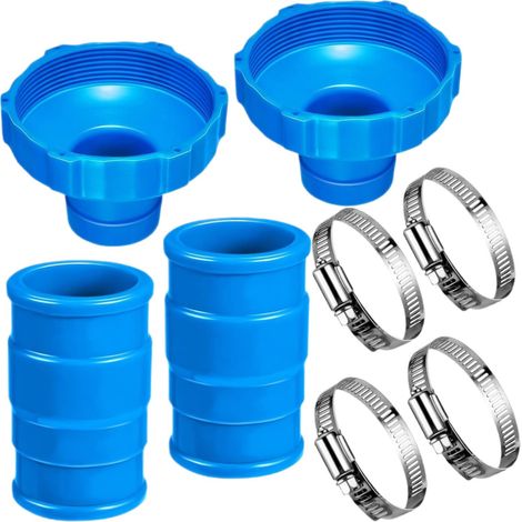 Set Mit 4 Pool-staubsauger-schlauchadaptern – Kompatibel Mit Intex B-adapter – Inklusive Schlauchschelle – Ersatzanschluss – Geeignet Für Aufstellpools, Skimmer Und