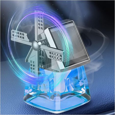 Solarbetriebener Auto-lufterfrischer In Form Einer Windmühle, Ein Niedlicher, Rotierender Ätherischer Öldiffusor (blau【elegant Ocean】)