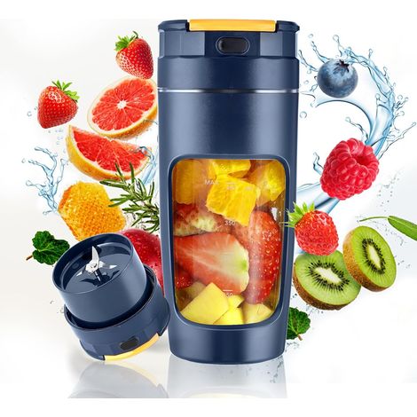 Tragbarer Mixer - 600 Ml (20 Oz) - 3000 Mah Usb-c Akku - 6 Klingen - Auslaufsicherer Reisemixer - Selbstreinigung Und Sicherheitsverriegelung - Ideal Für Fitnessstudio, Camping Usw.