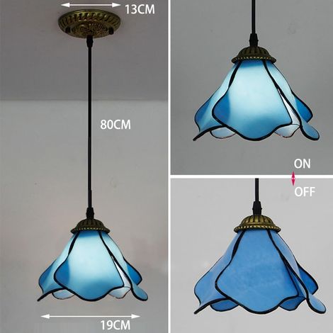Vintage Tiffany-deckenleuchte, Mediterrane Wandleuchte Aus Buntglas E27, Ideal Für Schlafzimmer, Esszimmer Oder Wohnzimmer, Blau.