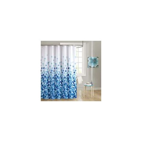 Wasserdichter Und Schimmelresistenter Duschvorhang Aus Polyester, Waschbar, Mit 12 Ringen, 180 X 180 Cm, Blau