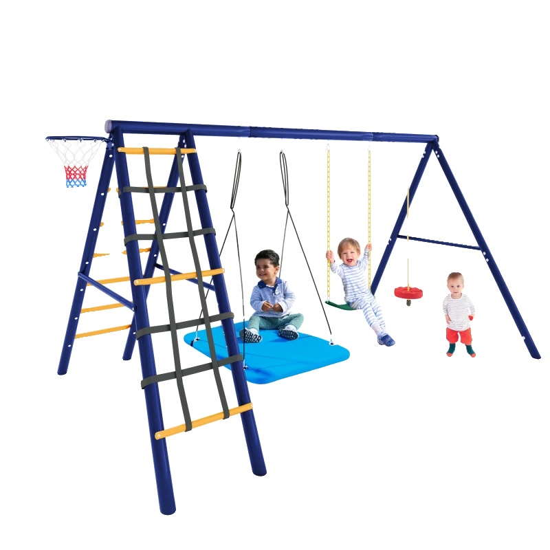 Outdoor-schaukelset, Hochfester Stahl, 3,2 M X 1,8 M X 2,1 M, Unterstützt 181 Kg, Mehrere Spielmöglichkeiten, Entspricht Den Sicherheitsstandards