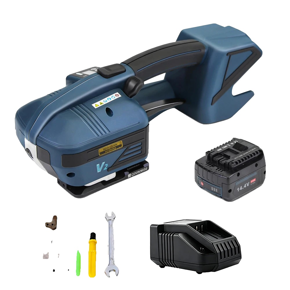 Banderoliermaschine, Automatische Spannvorrichtung, Dual-batteriesystem, 1 Batterie