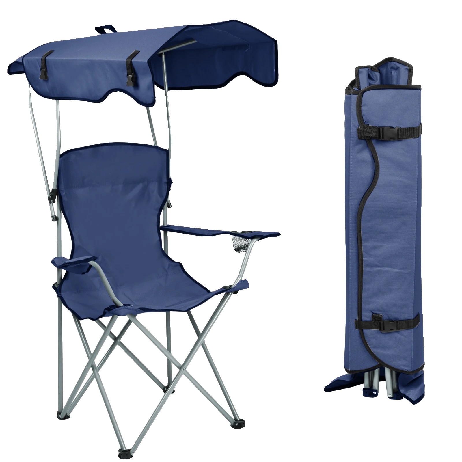 Klappstuhl, Integrierter Sonnenschutz, Leicht Und Tragbar, Blau