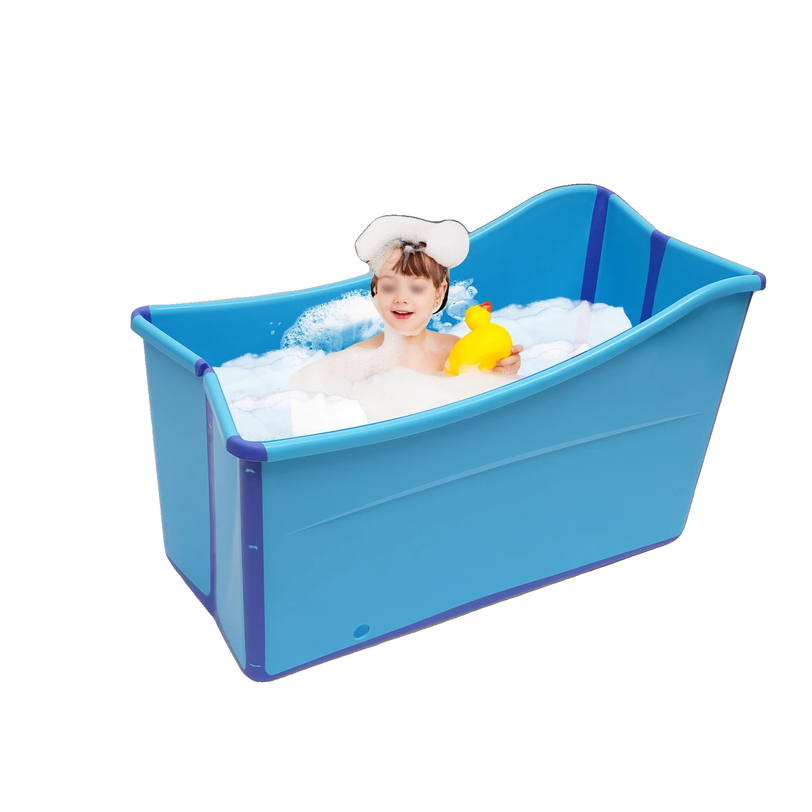 Faltbare Badewanne, Tragbares Design, Gepolsterter Komfort, Blau