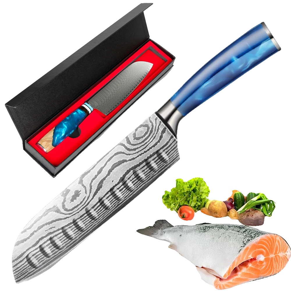 Santoku-messer, Klinge Aus Kohlenstoffstahl, Ergonomischer Griff, Santoku-messer