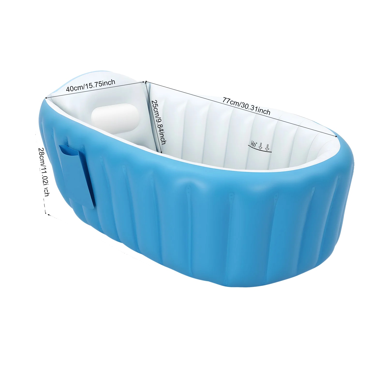 Aufblasbare Babybadewanne, Einfache Einrichtung, Platzsparendes Design, Blau