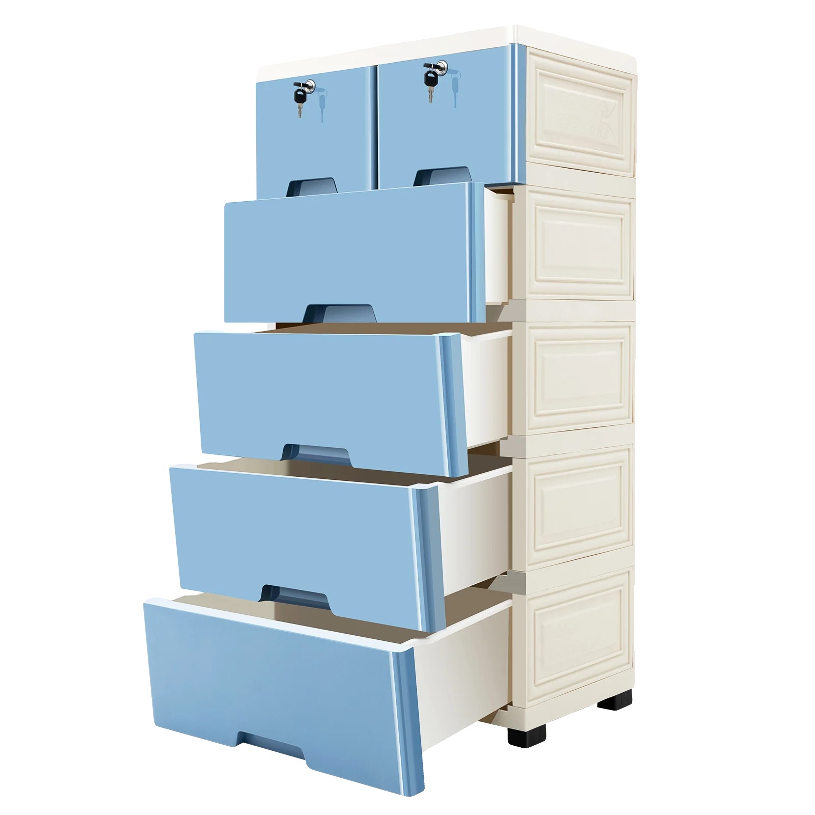 Schubladenorganizer, 6-schubladen-design, Abnehmbar Und Leicht Zu Reinigen, Blau