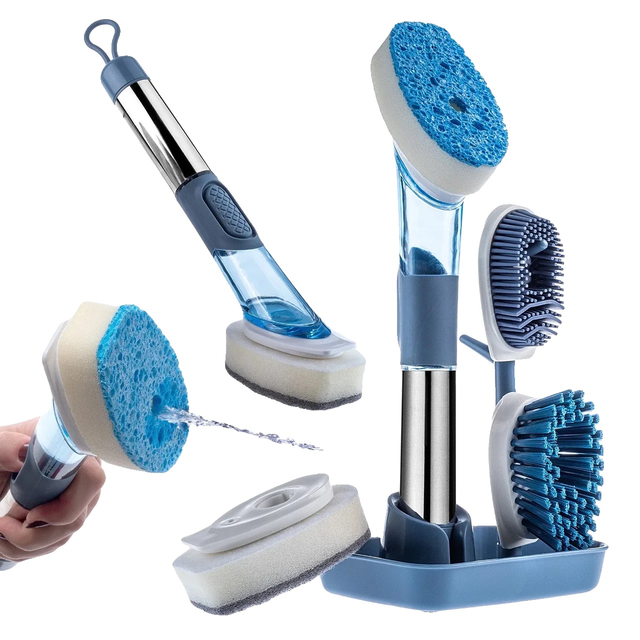Reinigungsbürsten-set, Austauschbare Spitzen, Ergonomisches Design, Blau
