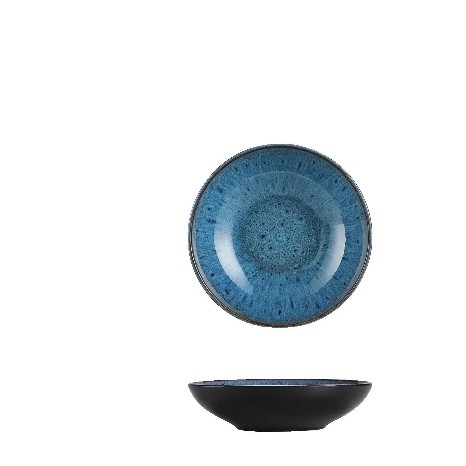 Tiefschalen-set, Einzigartige Reaktive Glasur, Mikrowellengeeignet, Blau-a, 8 Stk