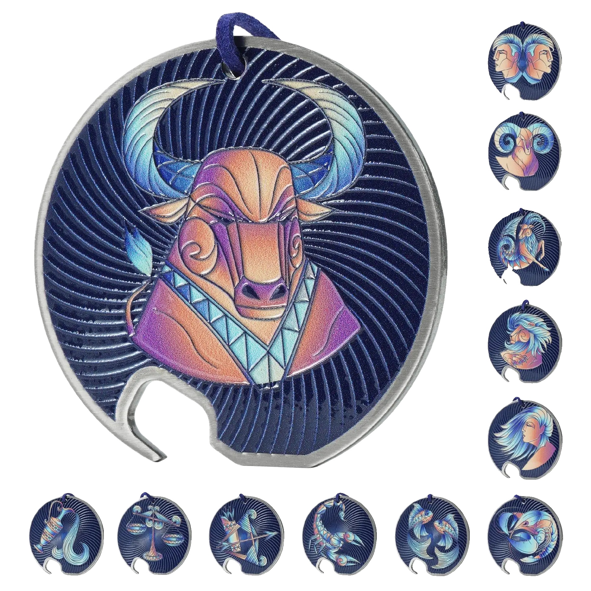 Flaschenöffner, Edelstahl, 14 Cm, Zodiac-design, Geeignet Für Standardkappen, Gewicht 100 Gramm