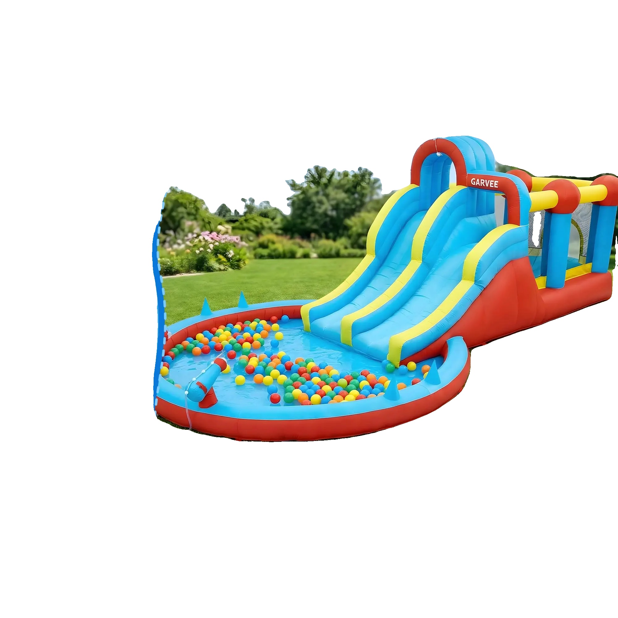 Aufblasbares Schloss, Langlebiger Oxford-stoff, Abmessungen 315 X 722 X 221 Cm, Maximale Kapazität 200 Kg, Geeignet Für Kinder Ab 3 Jahren, 8 In 1