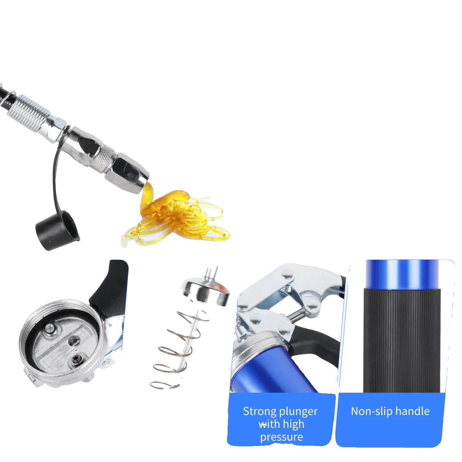 Fettpresse, Ergonomischer Pistolengriff, Hochdruckausgang, Blau