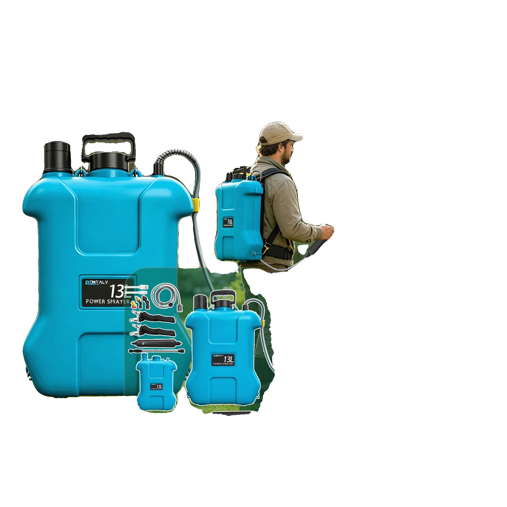 Rucksack-spritze, 13l Kapazität, Teleskopischer Griff, 10-20v Spannung, Batteriebetrieben, Tragbares Design