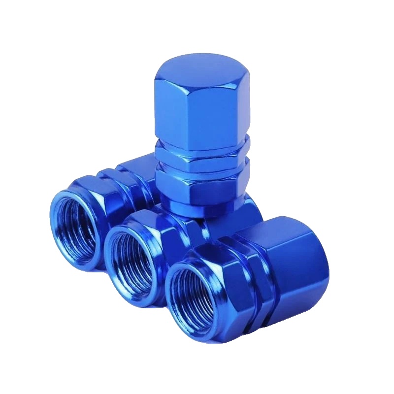 Ventilkappen, Aluminiumlegierung, Wasserdicht Und Staubdicht Design, Blau 4 Stück