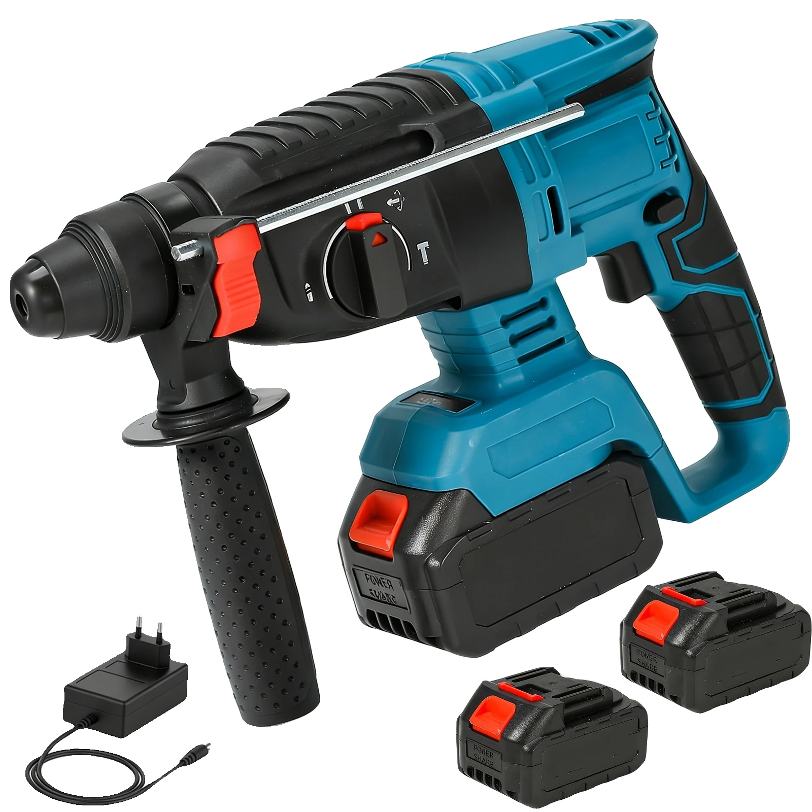Akku-schlagbohrmaschine, Kabelloses Design, Hohe Effizienz, 2 Batterien