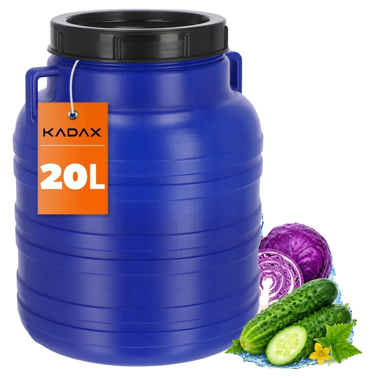 Kunststofffass, 20l Kapazität, Sicheres Hdpe-material, Abmessungen 30x36,5 Cm, Ergonomische Griffe, Für Lebensmittelkontakt Getestet