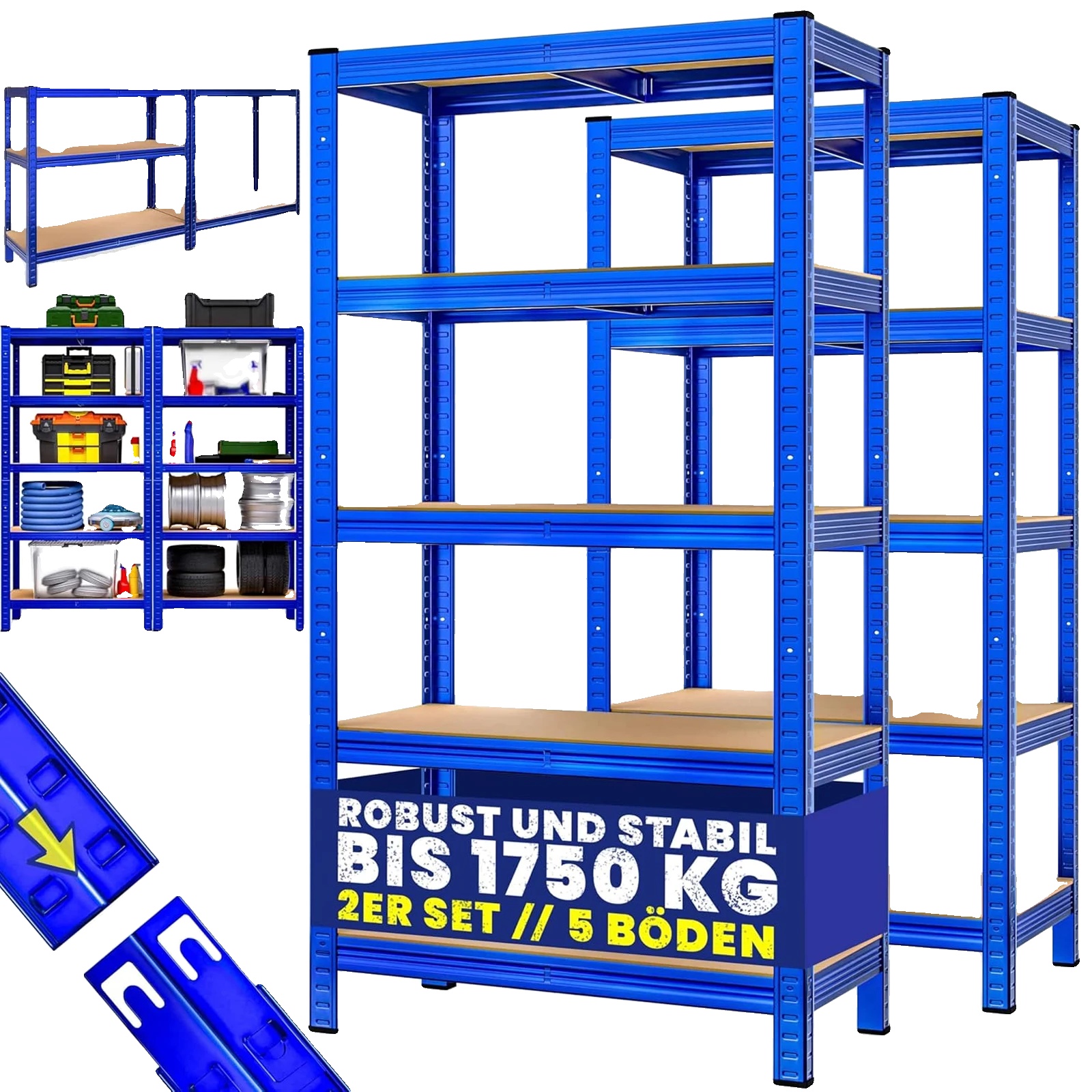 Lagerregal, Hohe Tragfähigkeit, Modulares Design, Set Von 2-180x90x40cm