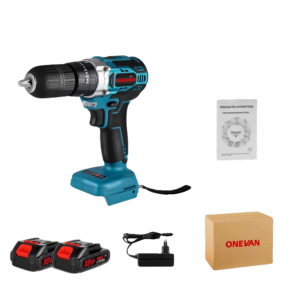 Akku-elektrobohrer, 1000w Bürstenloser Motor, Vielseitiges Elektrowerkzeug, 2 Batterien 1eu Stecker, Eu
