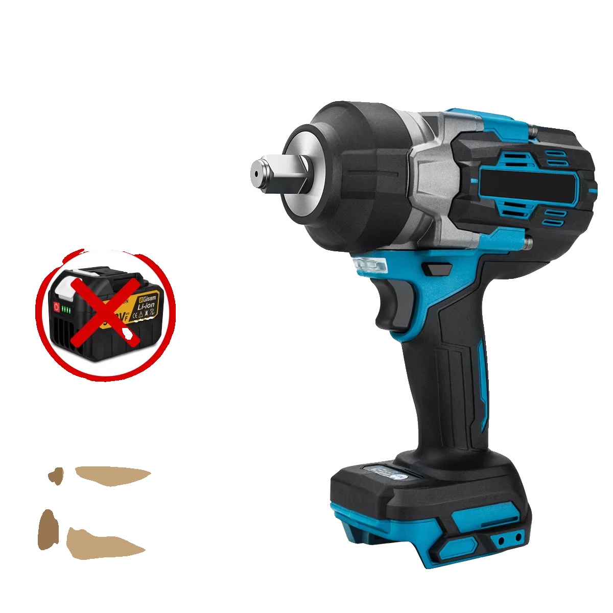 Schlagschrauber, 2800 N·m Drehmoment, 1/2 Zoll Vierkantantrieb, 1pcsdtw7o0, Kein Stecker
