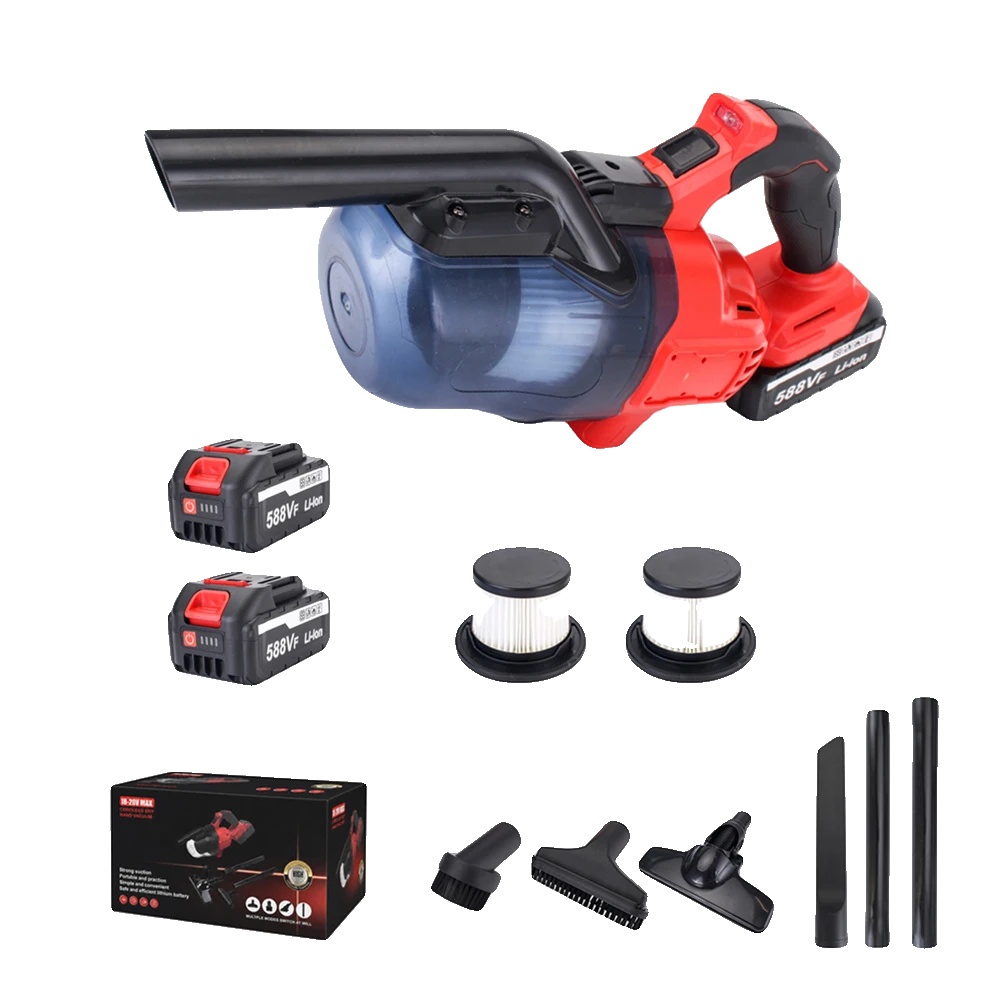 Elektrischer Staubsauger, Starke Saugleistung, Kabellos Und Tragbar, 2 Batterie Rot, 100v-240v Eu Stecker-b