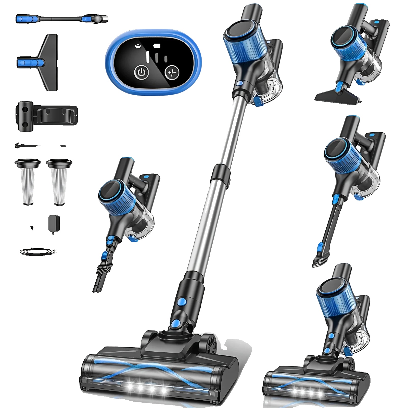 Akku-staubsauger, 3 Saugmodi, Leichtes Design, Blau, Eu
