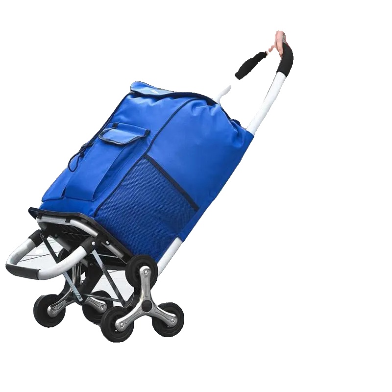 Einkaufswagen, Faltbares Design, 6 Räder, Blau