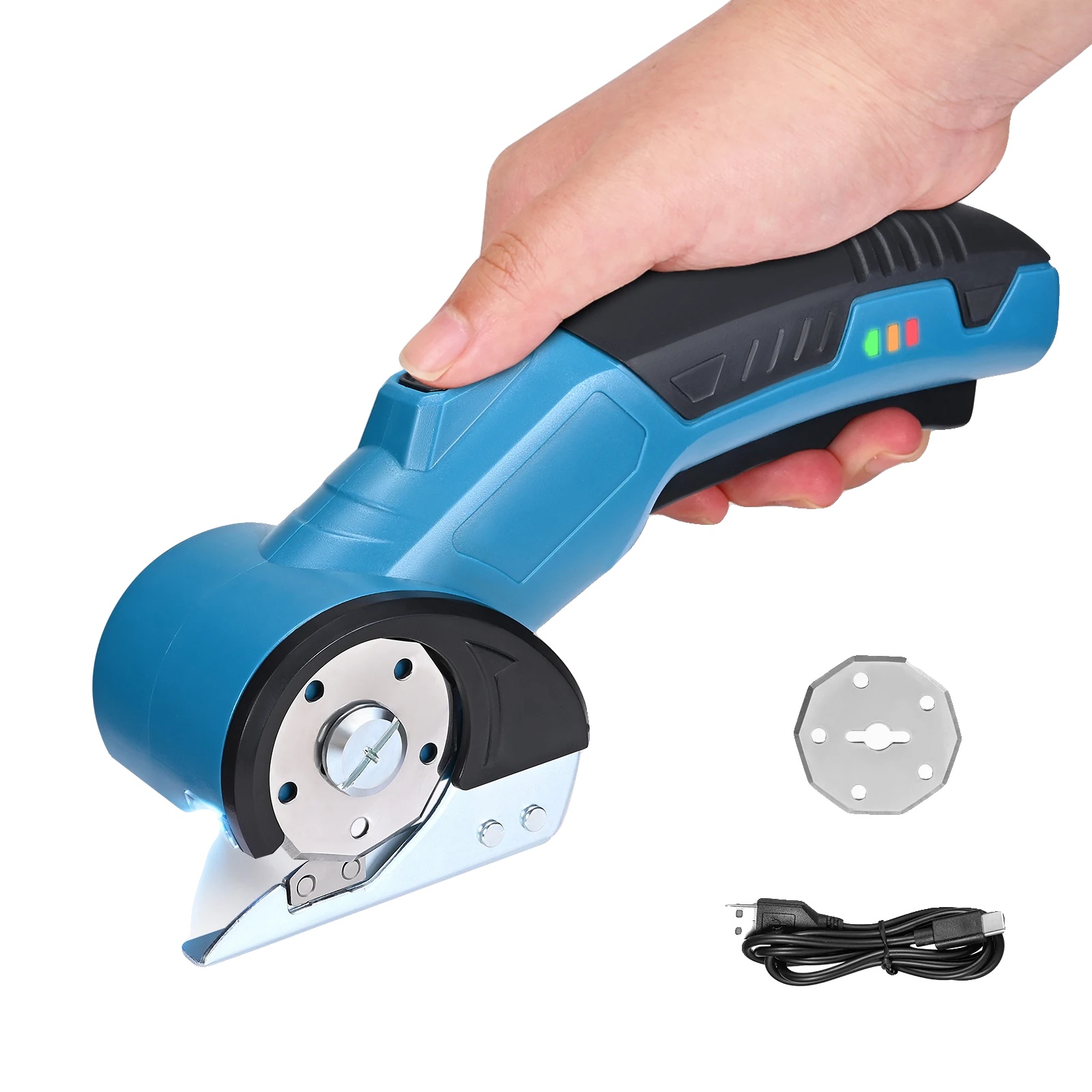 Kabelloser Elektrischer Rotationsschneider, Sk5-stahlklinge, Ergonomisches Design, Blau