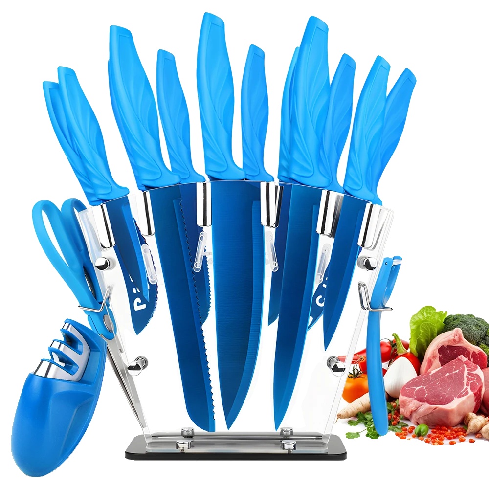 Messer-set, Essentielle Werkzeuge Für Köche, Platzsparendes Design, Blau