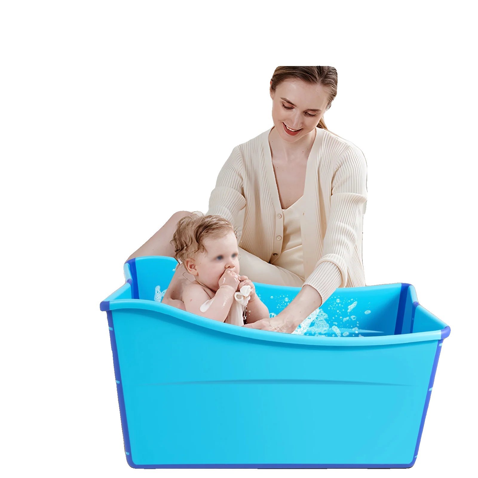Faltbare Badewanne, Tragbares Design, Komfortkissen, Blau
