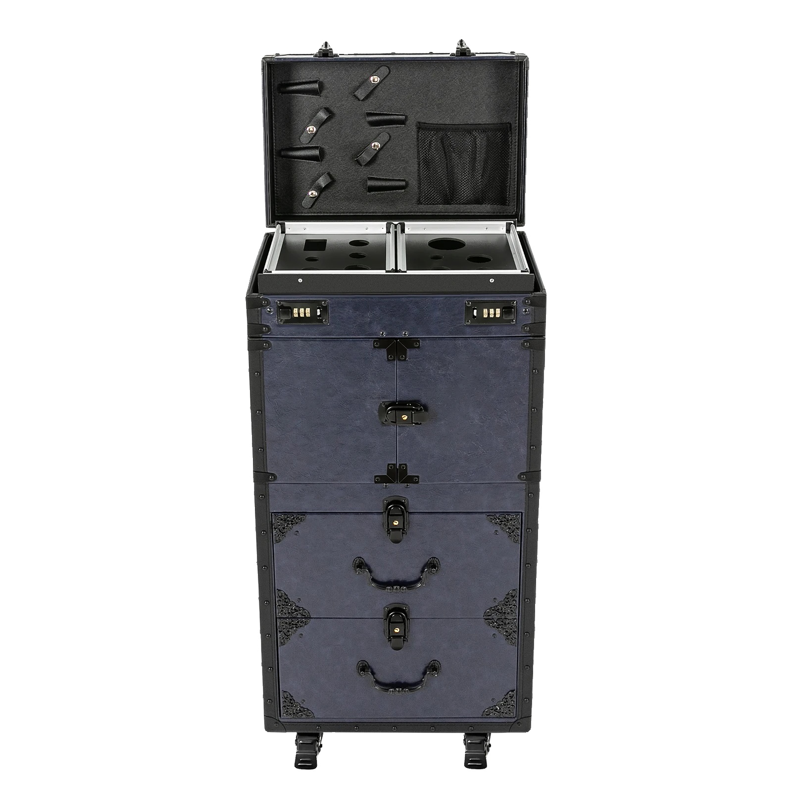 Makeup-case, Mobiler Trolley, Große Aufbewahrung, Blau