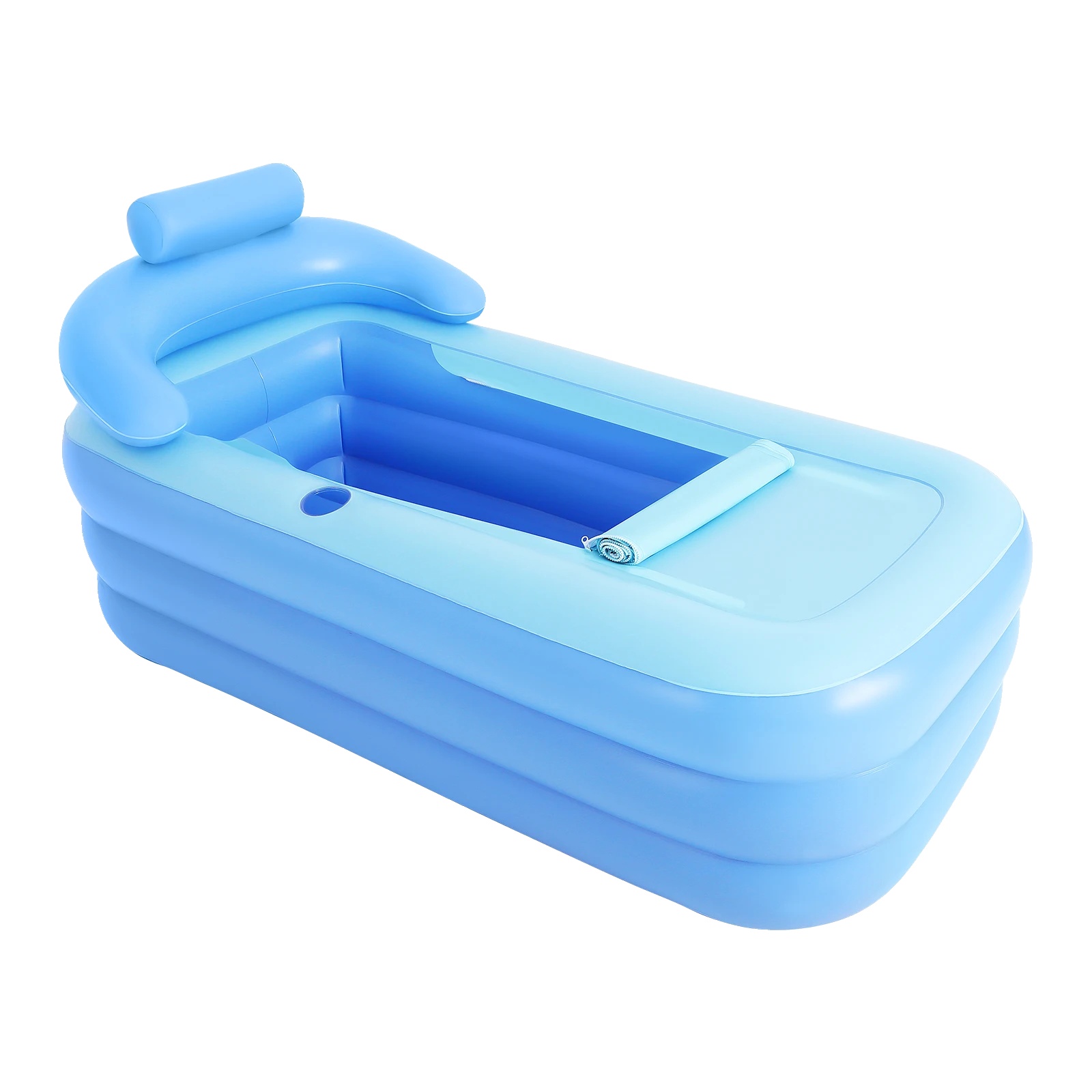 Aufblasbare Badewanne, Freistehendes Design, Praktisches Entwässerungssystem, Blau