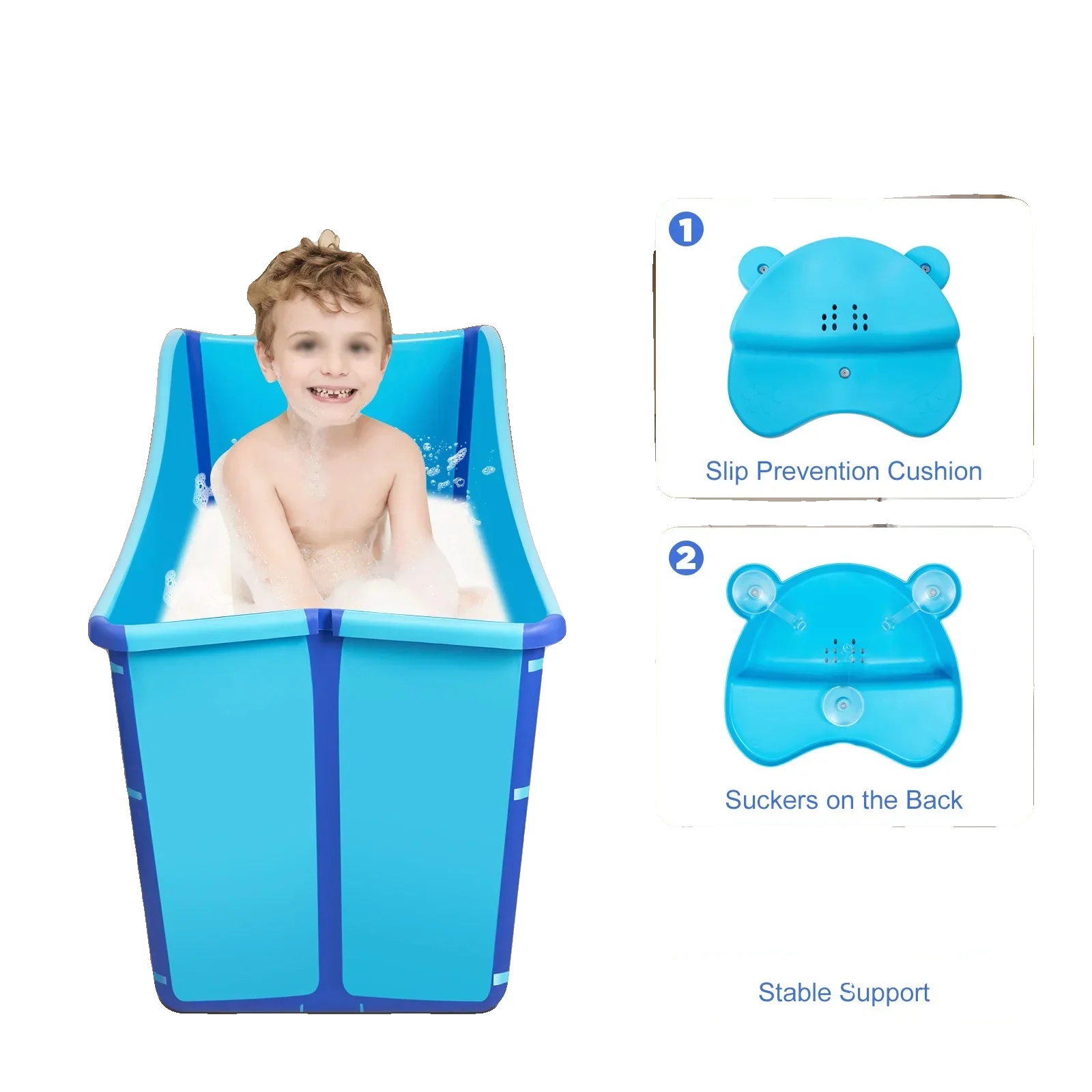 Badewanne, Faltbares Design, Sicher Und Komfortabel, Blau