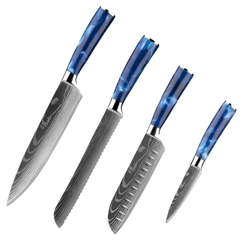 Messer Set, Hochkohlenstoffstahl, Ergonomischer Griff, 4pcs