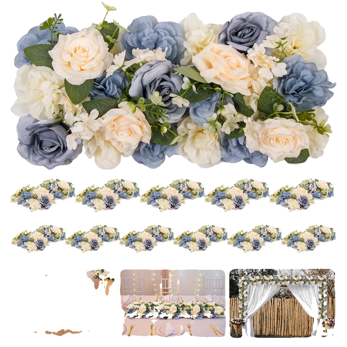 Künstliche Blumenkranz, Realistisches Design, Vielseitige Verwendung, Champagner Blau