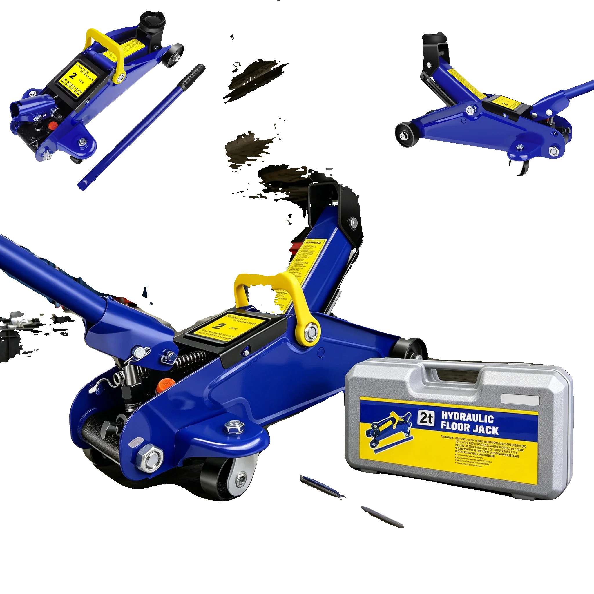 Hydraulischer Wagenheber, 2 Tonnen Tragfähigkeit, Verstellbare Hubhöhe, Blau